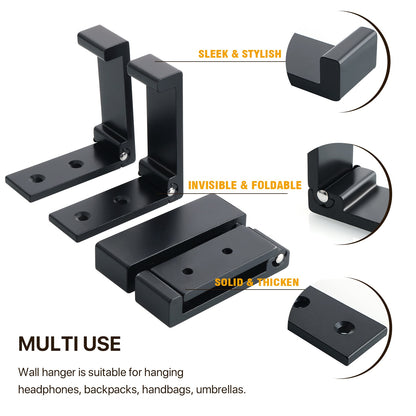 4/8 Stück Klapp-Wandhaken, versteckter Robe-Handtuch-Mantelhaken, Edelstahl-Haken für Zuhause, Küche, Badezimmer, matte schwarze Handtuchleiste - Unique Outlet