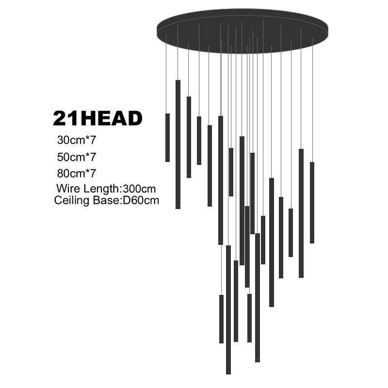 Minimalistischer schlanker Metall-LED-Wendeltreppen-Lüster für Esszimmer - Unique Outlet