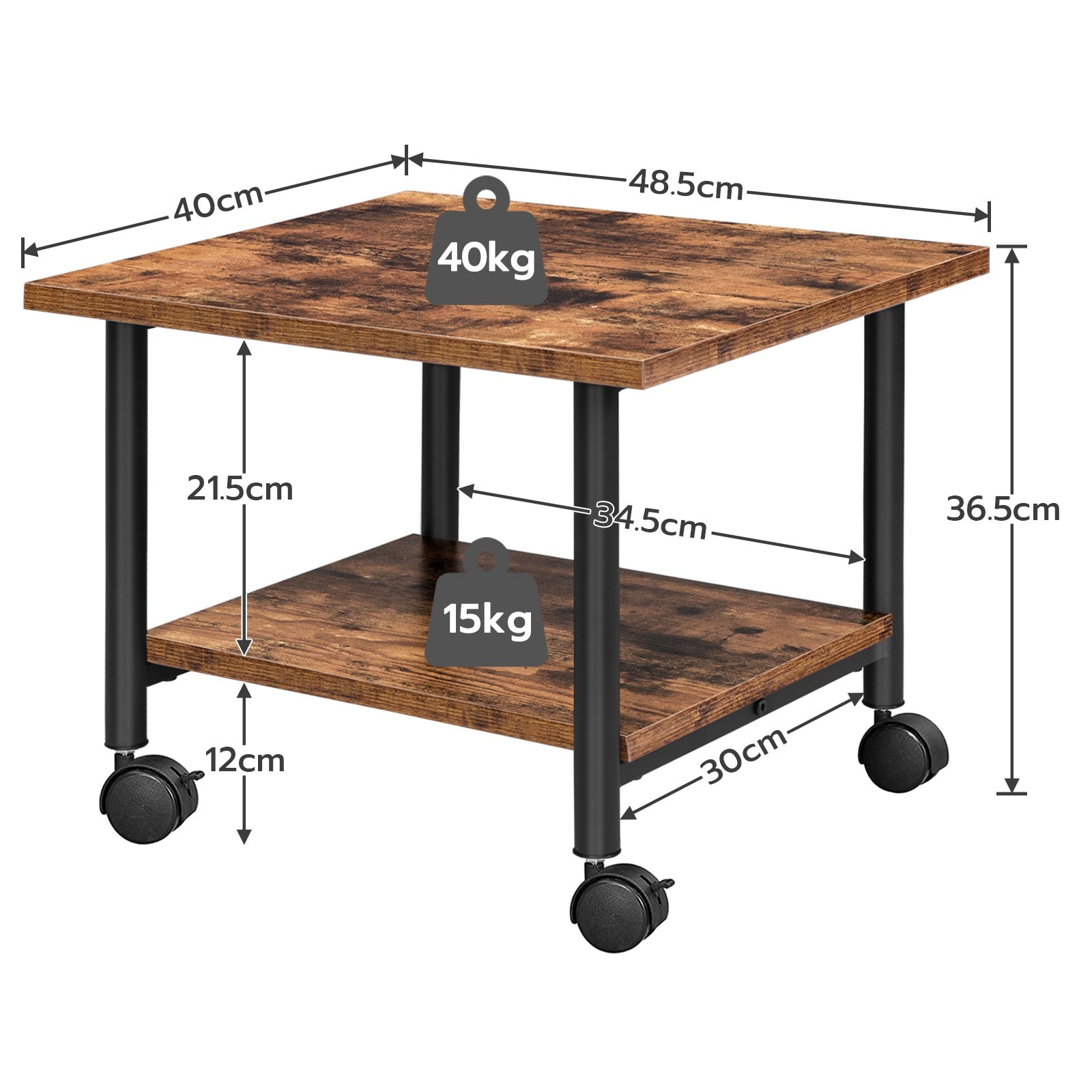 Druckertisch 2-stöckig mit Aufbewahrung - Unique Outlet