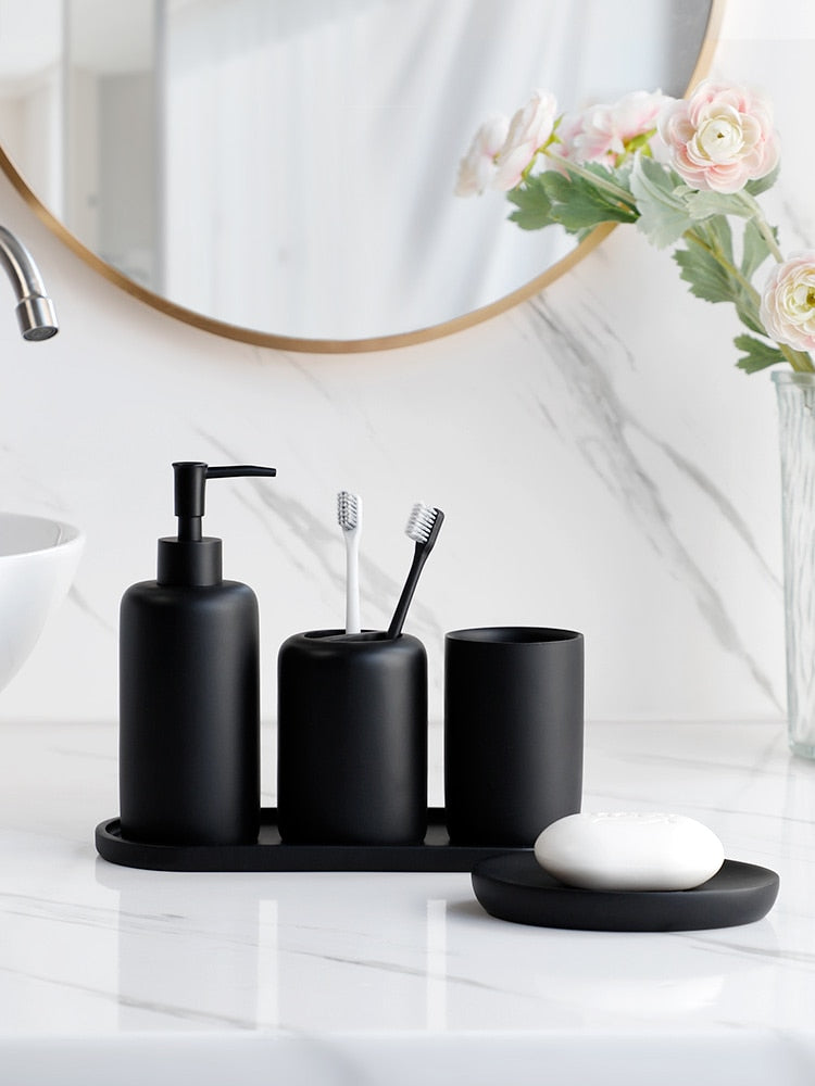 Premium 5 tlg. schwarzes Badezimmerzubehör Set - Unique Outlet
