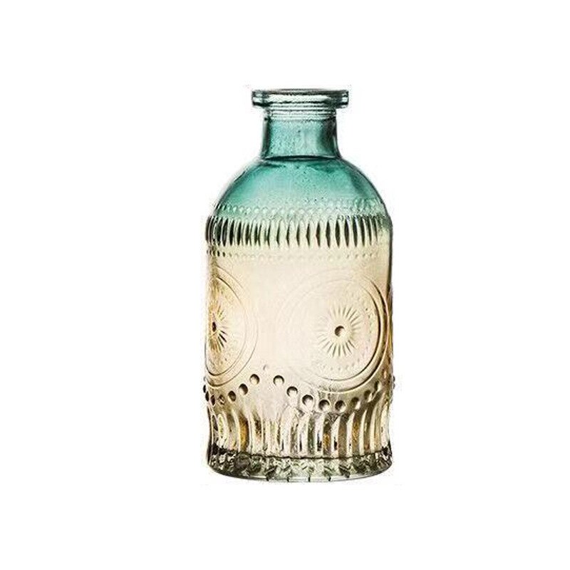 Retro-geprägte transparente dekorative Vase, Wohnzimmer-Farbverlauf, Haus-Blumenarrangement-Dekorationen, hydro-ponische Glasvase - Unique Outlet