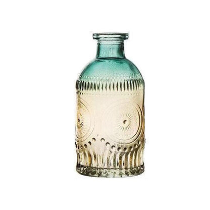 Retro-geprägte transparente dekorative Vase, Wohnzimmer-Farbverlauf, Haus-Blumenarrangement-Dekorationen, hydro-ponische Glasvase - Unique Outlet