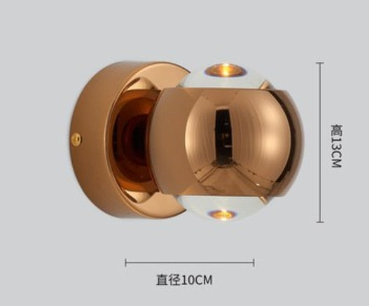 Moderne LED Messing-Kupfer-Luxus-Wandleuchte mit klarem Kristallglas - Für Schlafzimmer, Wohnzimmer & Sonnenuntergangsprojektion - Unique Outlet