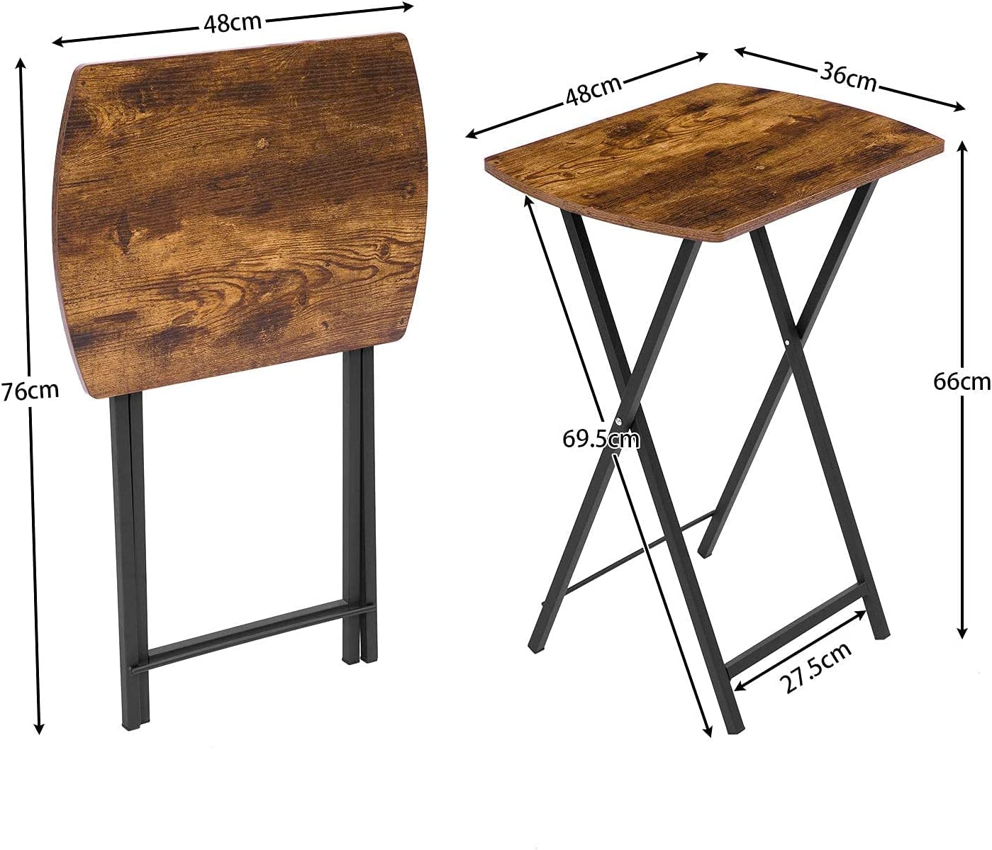 Klappbarer Beistelltisch, kleiner Sofatisch, Couchtisch, TV-Tablett im industriellen Stil, Serviertisch und Snack-Tisch für kleine Räume - Unique Outlet