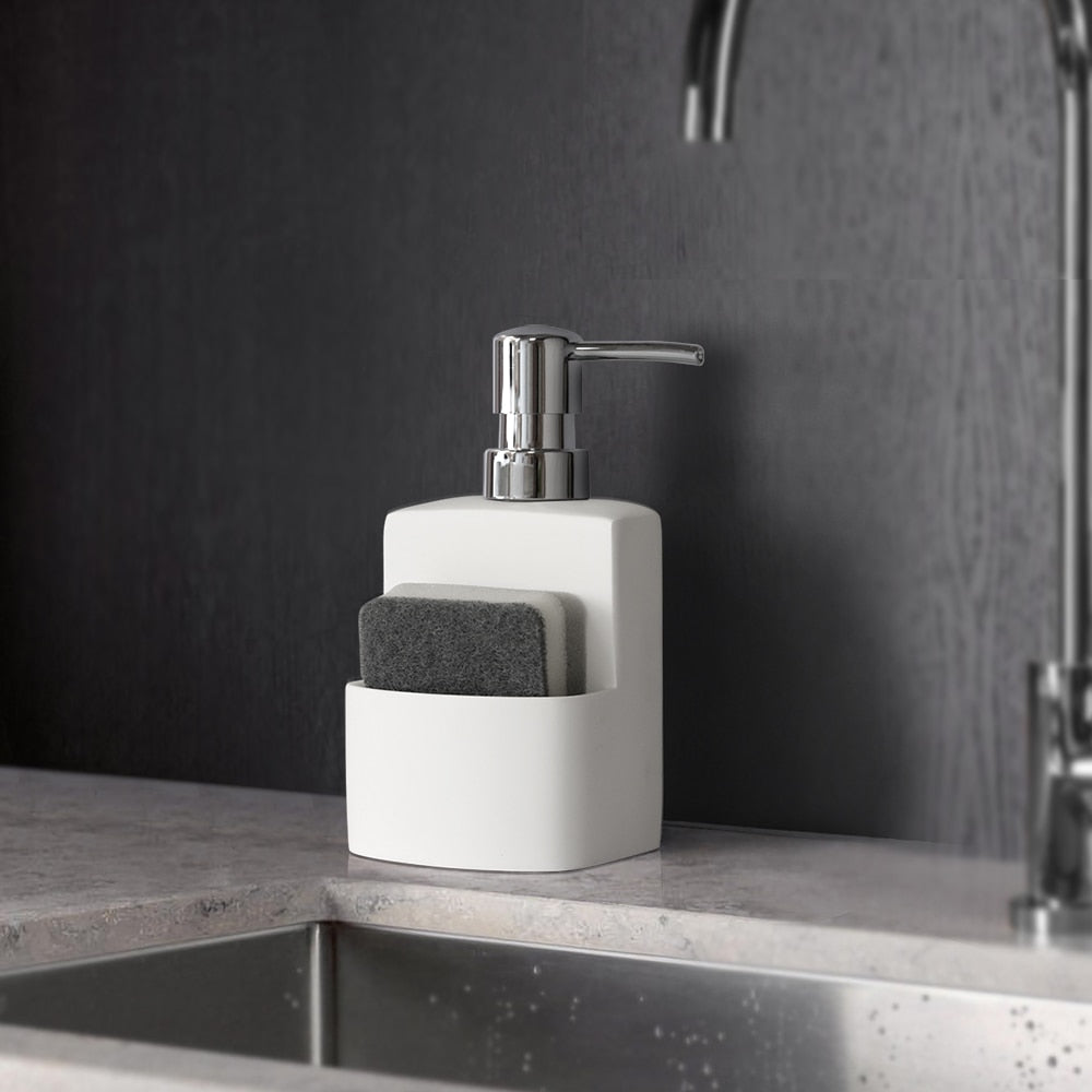 Küchenzubehör Seifenspender Set Flüssigseifenspender Pumpflasche Hält Schwämme/Bürsten - Unique Outlet