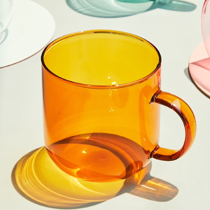 Hitzebeständige bunte Kaffeegläser mit Henkel, Haushalts-Milch-Frühstücksbecher, nordische moderne Trinkgläser - Unique Outlet