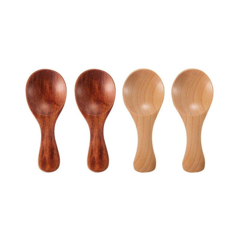 4 Stück Mini-Holzlöffel, Zucker-Tee-Kaffee-Löffel, Küchen-Gadgets - Unique Outlet