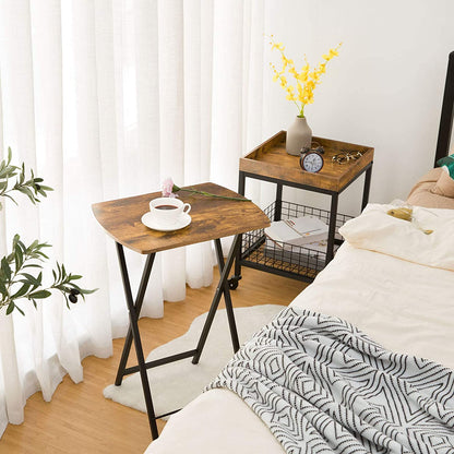 Klappbarer Beistelltisch, kleiner Sofatisch, Couchtisch, TV-Tablett im industriellen Stil, Serviertisch und Snack-Tisch für kleine Räume - Unique Outlet