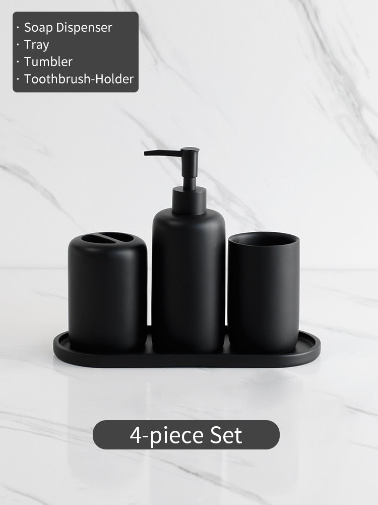 Premium 5 tlg. schwarzes Badezimmerzubehör Set - Unique Outlet