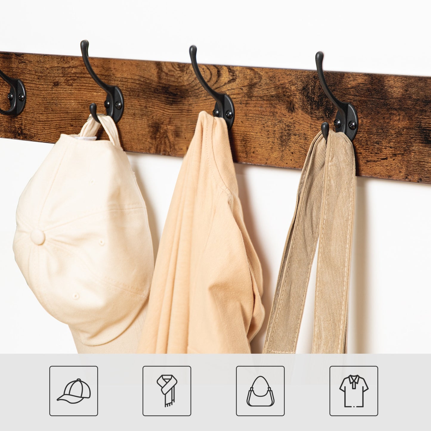 Flurbank im 3-in-1-Design, Eingangsbank mit Aufbewahrung und 9 Jackenhaken - Unique Outlet
