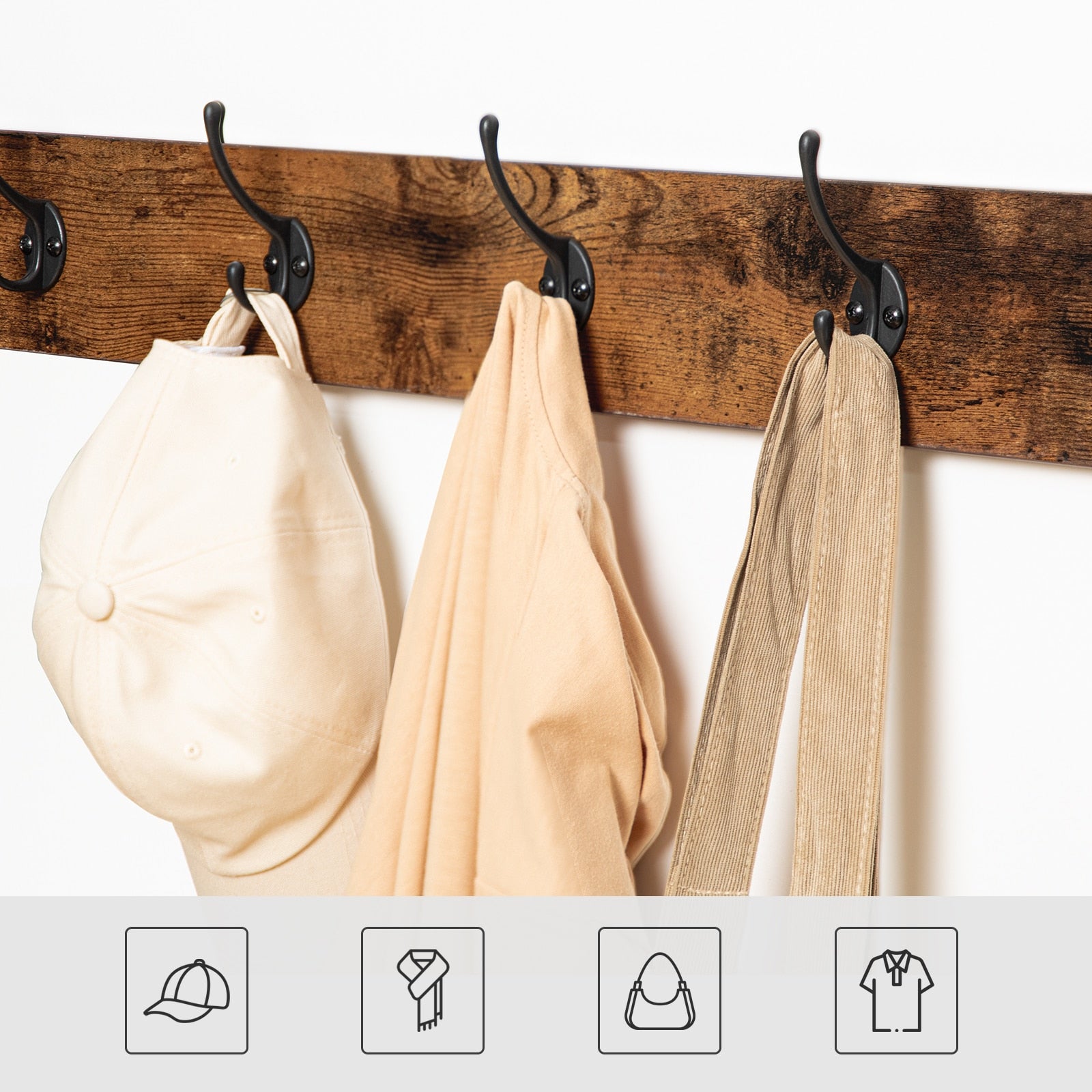 Flurbank im 3-in-1-Design, Eingangsbank mit Aufbewahrung und 9 Jackenhaken - Unique Outlet