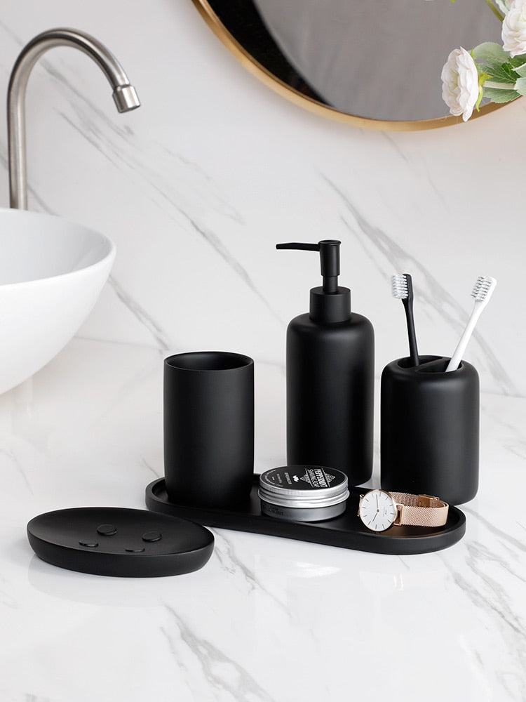 Premium 5 tlg. schwarzes Badezimmerzubehör Set - Unique Outlet