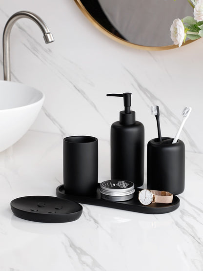 Premium 5 tlg. schwarzes Badezimmerzubehör Set - Unique Outlet