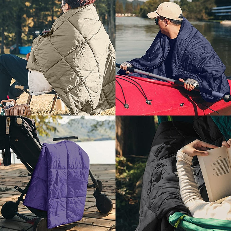 Camping-Decke mit Daunenfüllung und Tragetasche - Warm und packbar für Reisen und Sofa - Unique Outlet