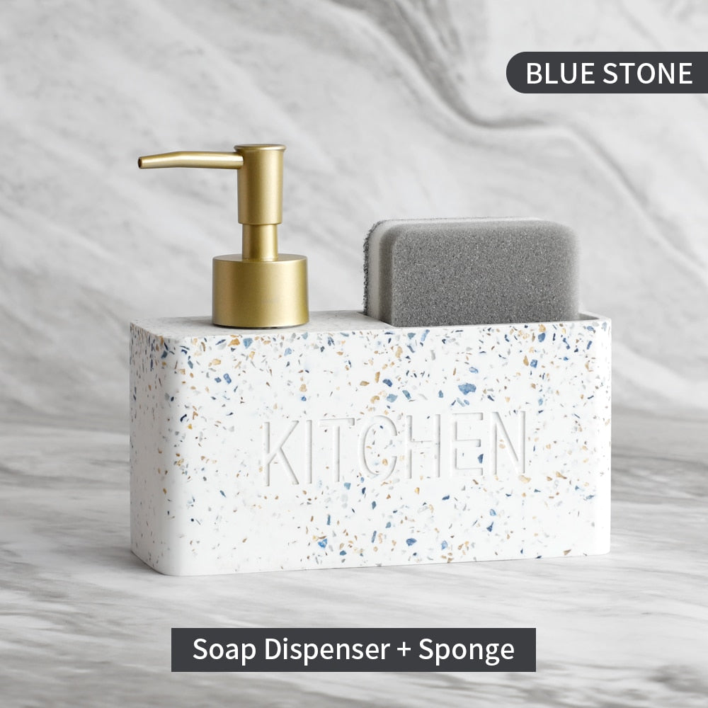 Modernes Küchenzubehör Seifenspender Set Flüssigseifenspender Pumpflasche Hält Schwämme/Bürsten - Unique Outlet