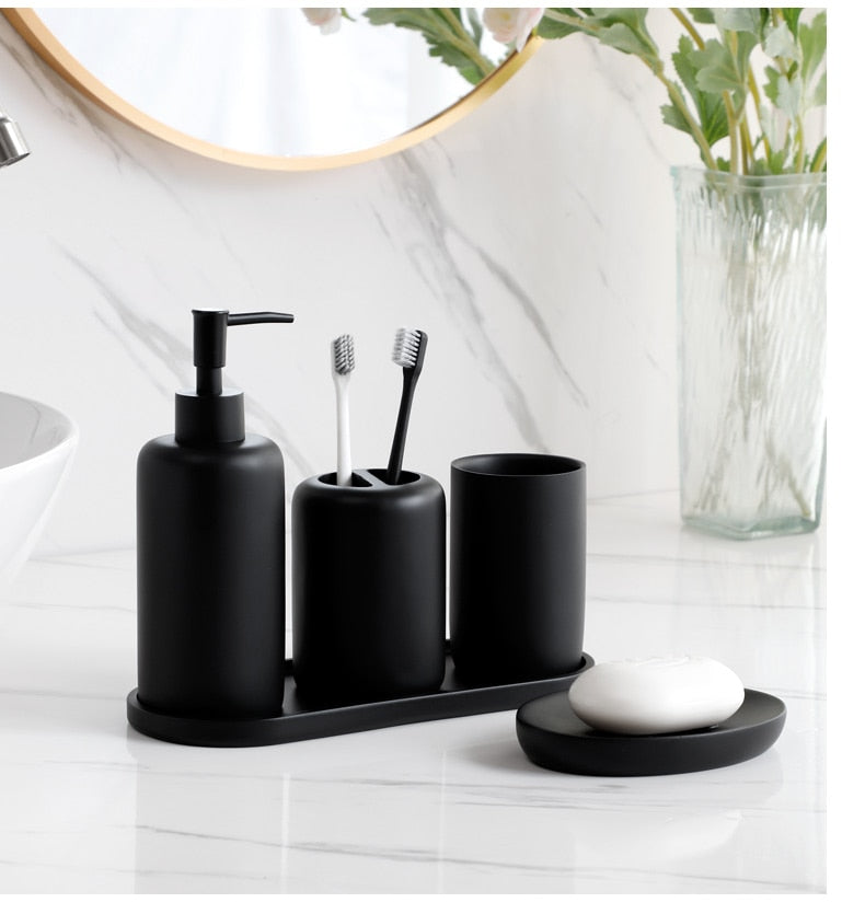 Premium 5 tlg. schwarzes Badezimmerzubehör Set - Unique Outlet