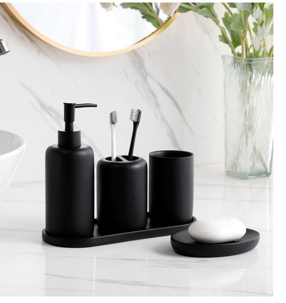 Premium 5 tlg. schwarzes Badezimmerzubehör Set - Unique Outlet