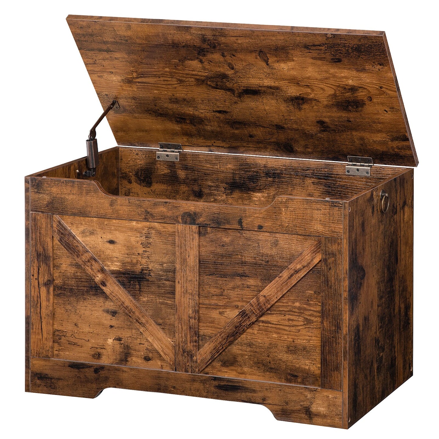 Aufbewahrungs-Sitzbank mit Deckel und Stauraum, retro-Spielzeugkiste-Organizer mit U-förmigem Ausschnitt und Sicherheits-Scharnier, Holz - Unique Outlet