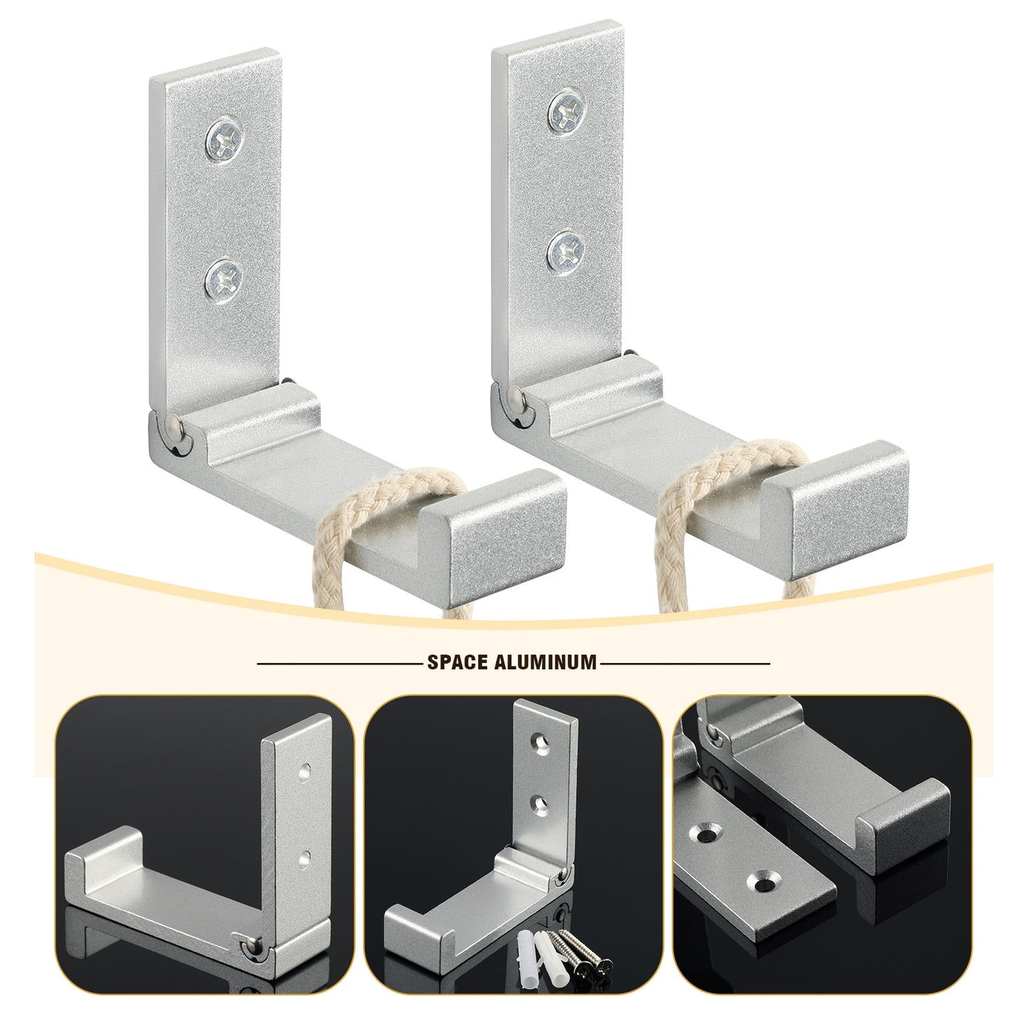4/8 Stück Klapp-Wandhaken, versteckter Robe-Handtuch-Mantelhaken, Edelstahl-Haken für Zuhause, Küche, Badezimmer, matte schwarze Handtuchleiste - Unique Outlet