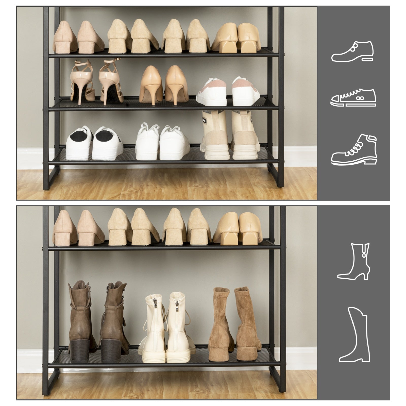 10-Etagen-Schuhregal mit großer Kapazität, Schuhorganizer-Regal, hoher schlanker Schuhschrank, Schuhaufbewahrung für Eingangsbereich, Flur und Schrank - Unique Outlet