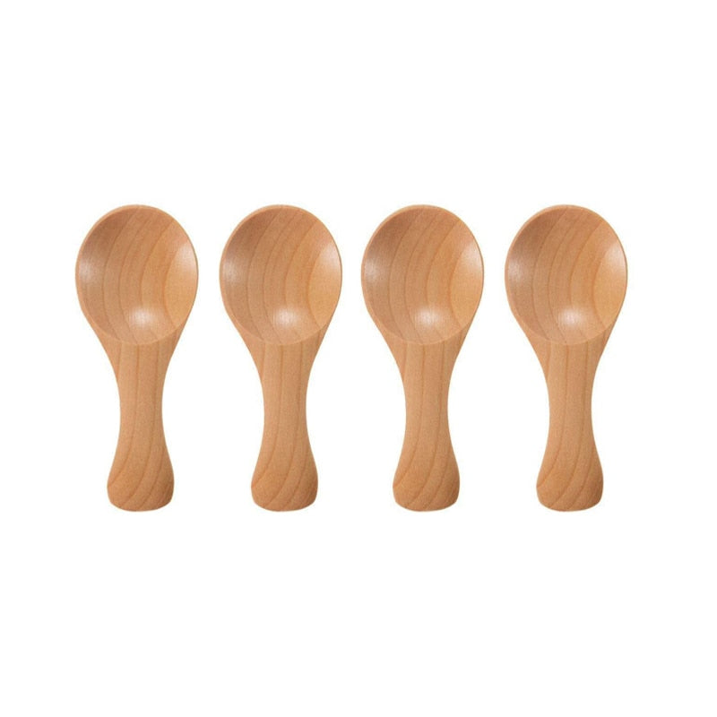 4 Stück Mini-Holzlöffel, Zucker-Tee-Kaffee-Löffel, Küchen-Gadgets - Unique Outlet