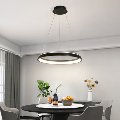 Elegante dimmbare LED-Pendelleuchte in Schwarz/Weiß, ideal für Wohnzimmer, Esszimmer & Schlafzimmer, inkl. Fernbedienung - Unique Outlet