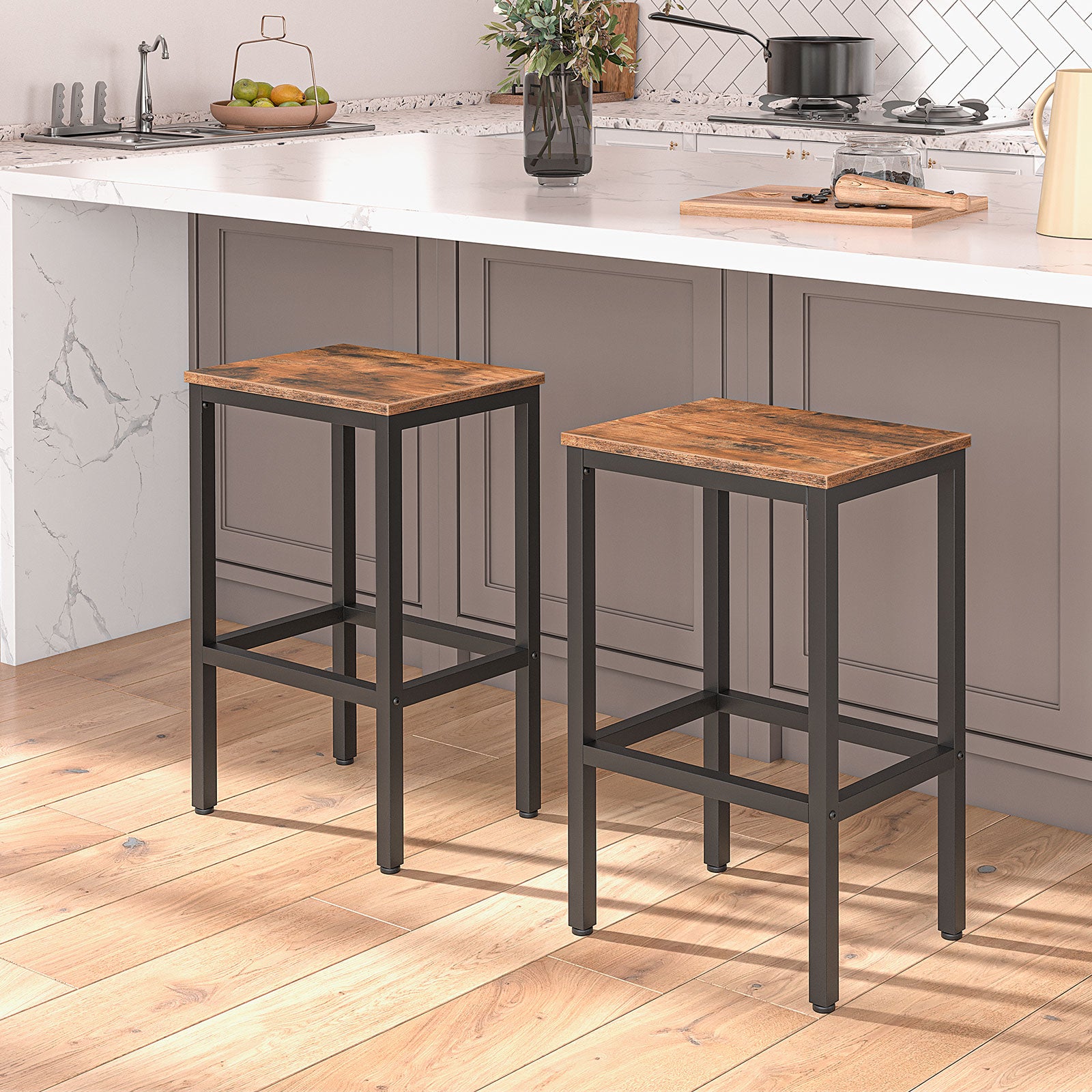 Barhocker Set aus 2 Barstühlen mit Fußstütze - Unique Outlet