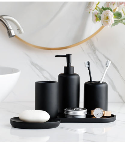 Premium 5 tlg. schwarzes Badezimmerzubehör Set - Unique Outlet