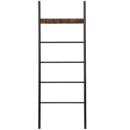 Handtuch-Decke-Leiter, 5-Etagen-Handtuchleiter, Quilts-Ständer mit 5 abnehmbaren Haken, Handtuch-Trocken- und Display-Ständer für Badezimmer - Unique Outlet