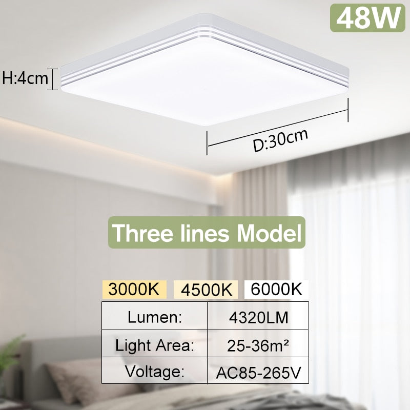 Moderne Silberne LED-Deckenlampe in 24/36/48W für Wohnzimmer - Unique Outlet