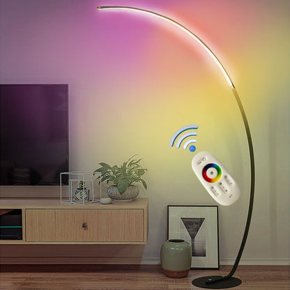 Moderne LED Bogen-Stehlampe für Wohnraum - Dimmbar mit RGB & Fernbedienungsoptionen - Unique Outlet