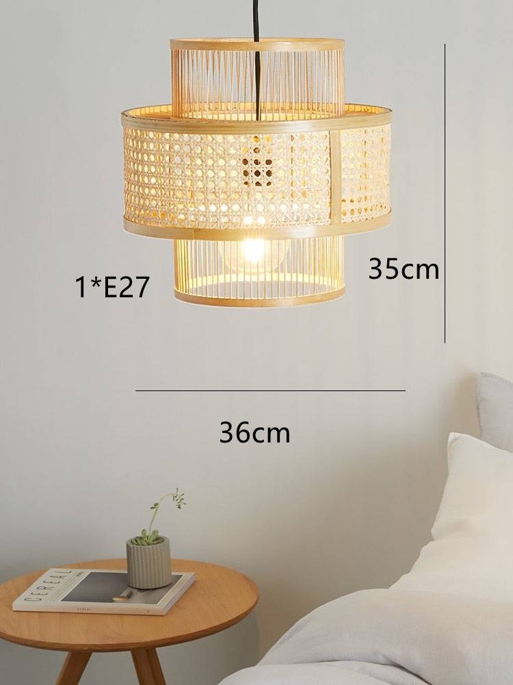 Asiatischer Stil Seaside - Handgefertigte Bambus-Hängeleuchte aus Holz für Küche & Wohnzimmer - Unique Outlet