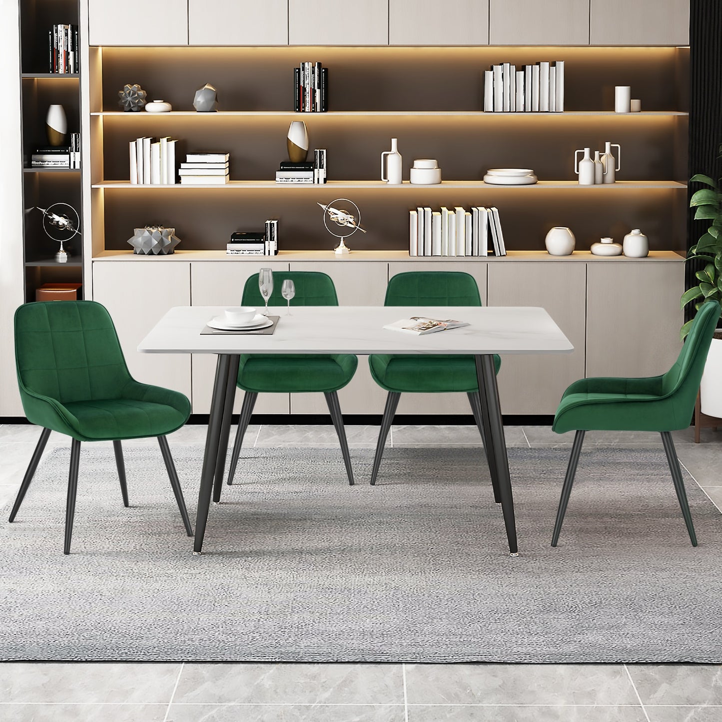 2-teiliges Set Samt-Esszimmerstühle, ergonomische skandinavische Entspannungsstühle mit Rückenlehne für Küche, Wohnzimmer & Schlafzimmer - Unique Outlet