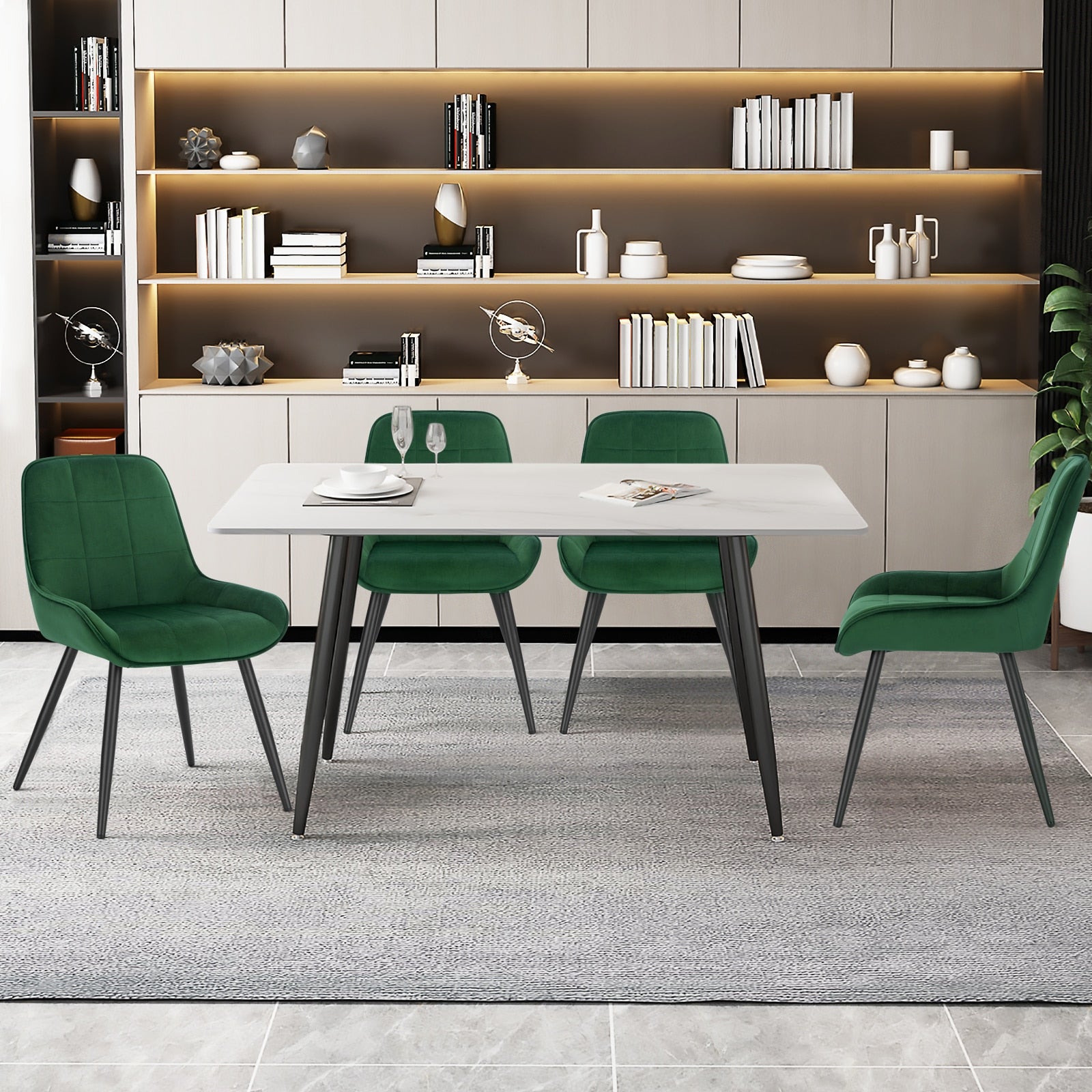 2-teiliges Set Samt-Esszimmerstühle, ergonomische skandinavische Entspannungsstühle mit Rückenlehne für Küche, Wohnzimmer & Schlafzimmer - Unique Outlet