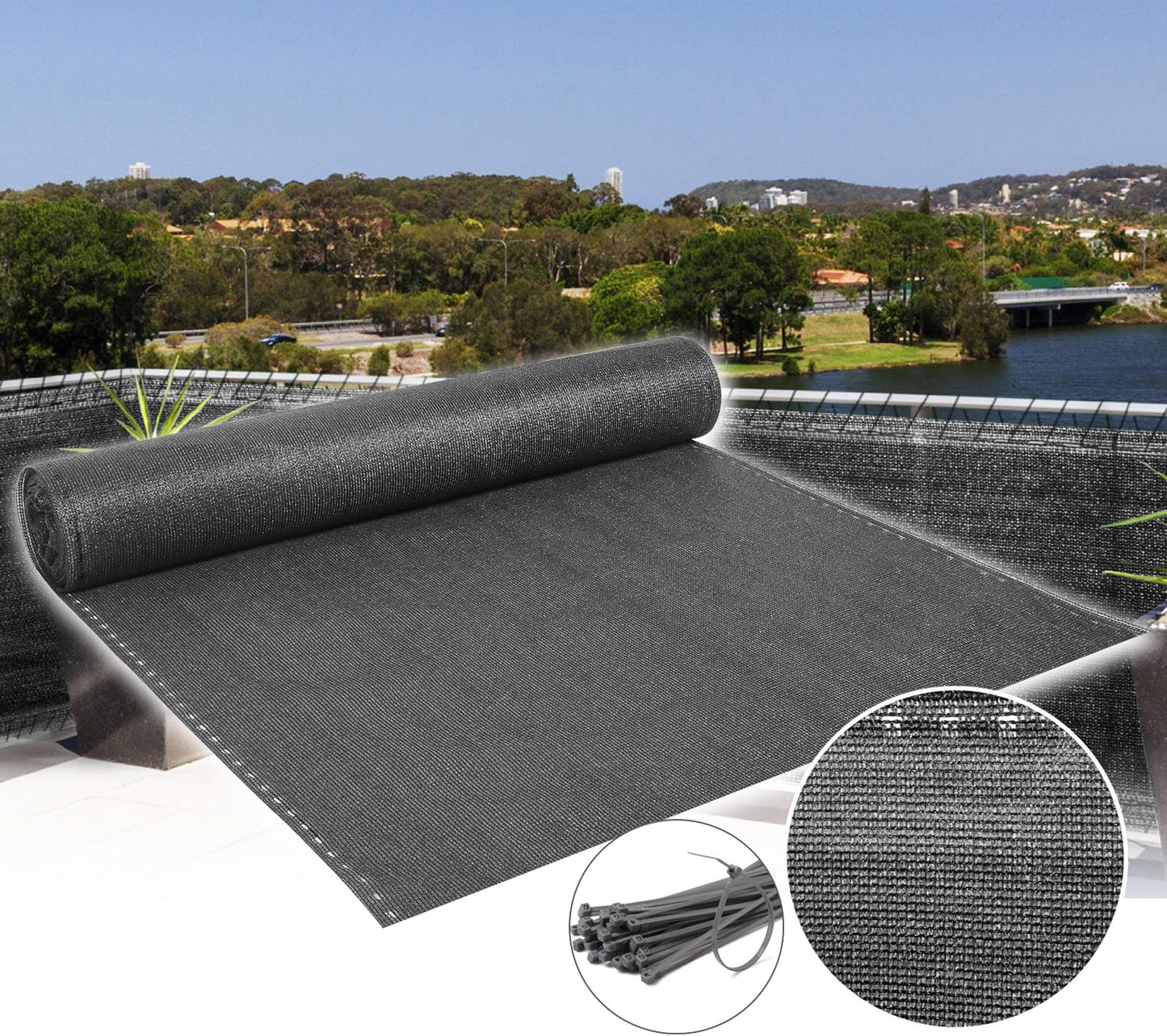 Sichtschutz für Outdoor-Garten, Balkon und Zaun, 150g/m² HDPE-Material, anthrazit, UV-stabilisiert und wetterfest, einfach zu montieren. - Unique Outlet
