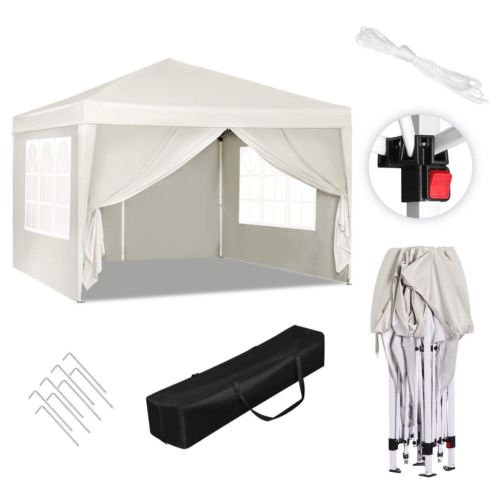 3x3m Gartenpavillon faltbar, wasserdicht, UV-Schutz, inklusive Tragetasche, Sonnenschutz, Zelt, Gazebo, Sonnenschutz und Schutz vor Regen - Unique Outlet