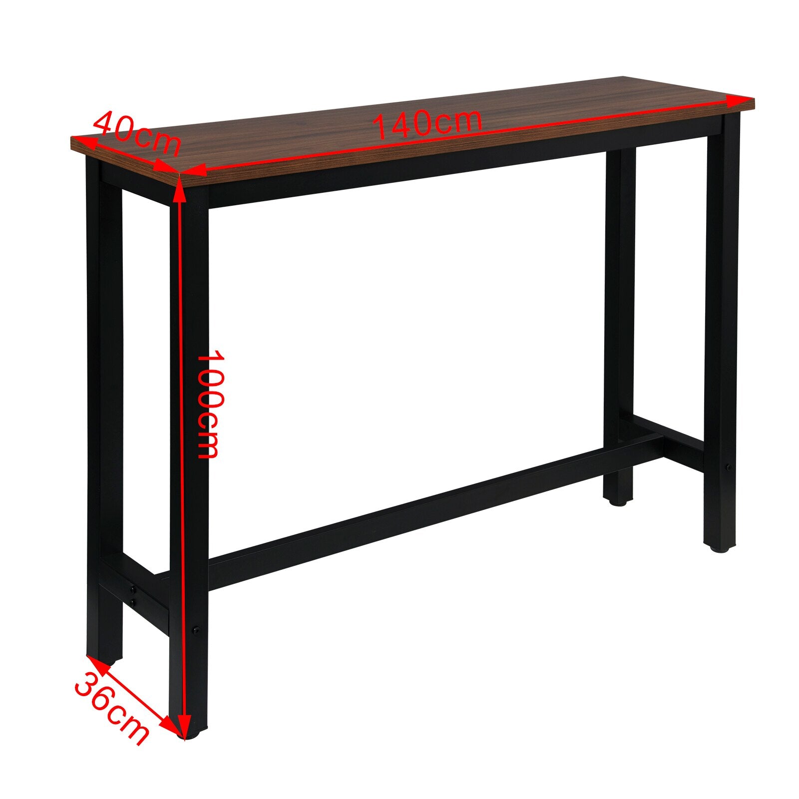 Küchenbar Tisch Frühstück Esstisch Kaffeetisch aus Metall mit Fußstütze, Eingangstisch, Sideboard für Wohnzimmer, 140x40x100cm, Mehrere Farben - Unique Outlet