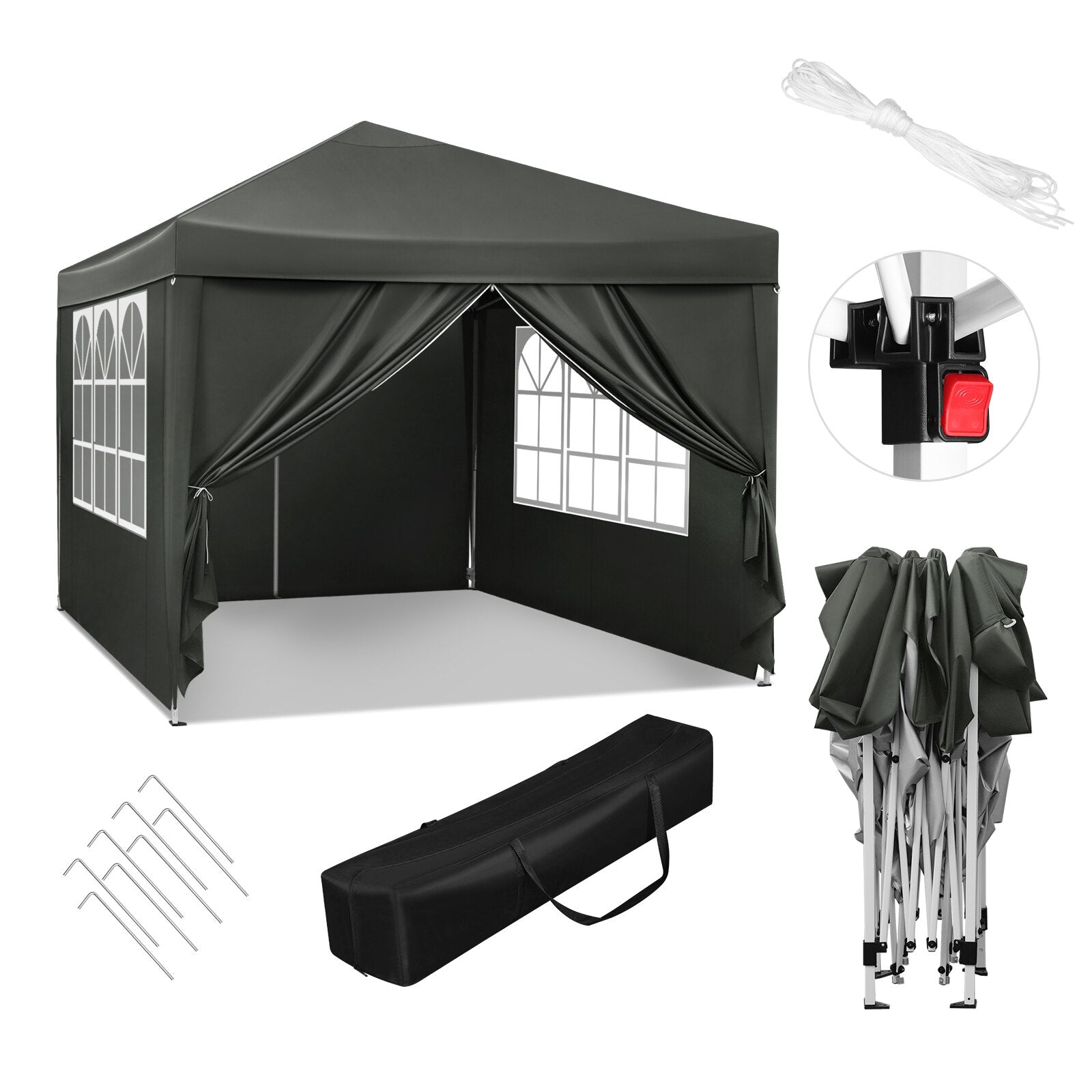 3x3m Gartenpavillon faltbar, wasserdicht, UV-Schutz, inklusive Tragetasche, Sonnenschutz, Zelt, Gazebo, Sonnenschutz und Schutz vor Regen - Unique Outlet