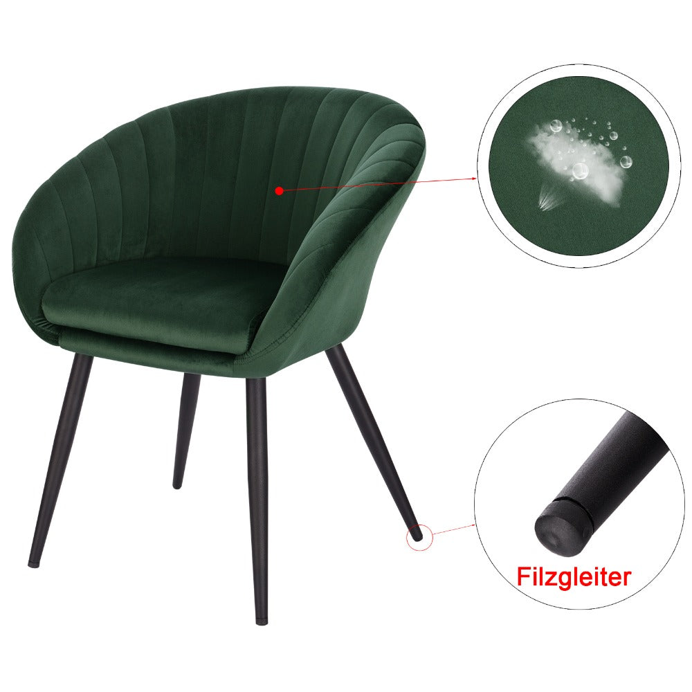 1-teiliger Samt Esszimmerstuhl mit Armlehnen & Rückenlehne, gepolstert für Wohnzimmer, Küche & Zuhause, stilvoller Make-up-Hocker - Unique Outlet