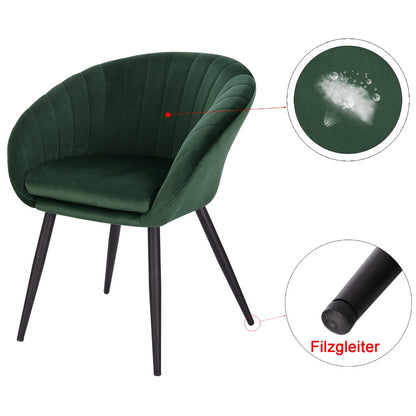 1-teiliger Samt Esszimmerstuhl mit Armlehnen & Rückenlehne, gepolstert für Wohnzimmer, Küche & Zuhause, stilvoller Make-up-Hocker - Unique Outlet