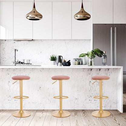 360° Drehbarer Barhocker mit Fußstütze und höhenverstellbarem Sitz - Moderner Samthocker für Küche, Bar, Bistro und Café - Unique Outlet