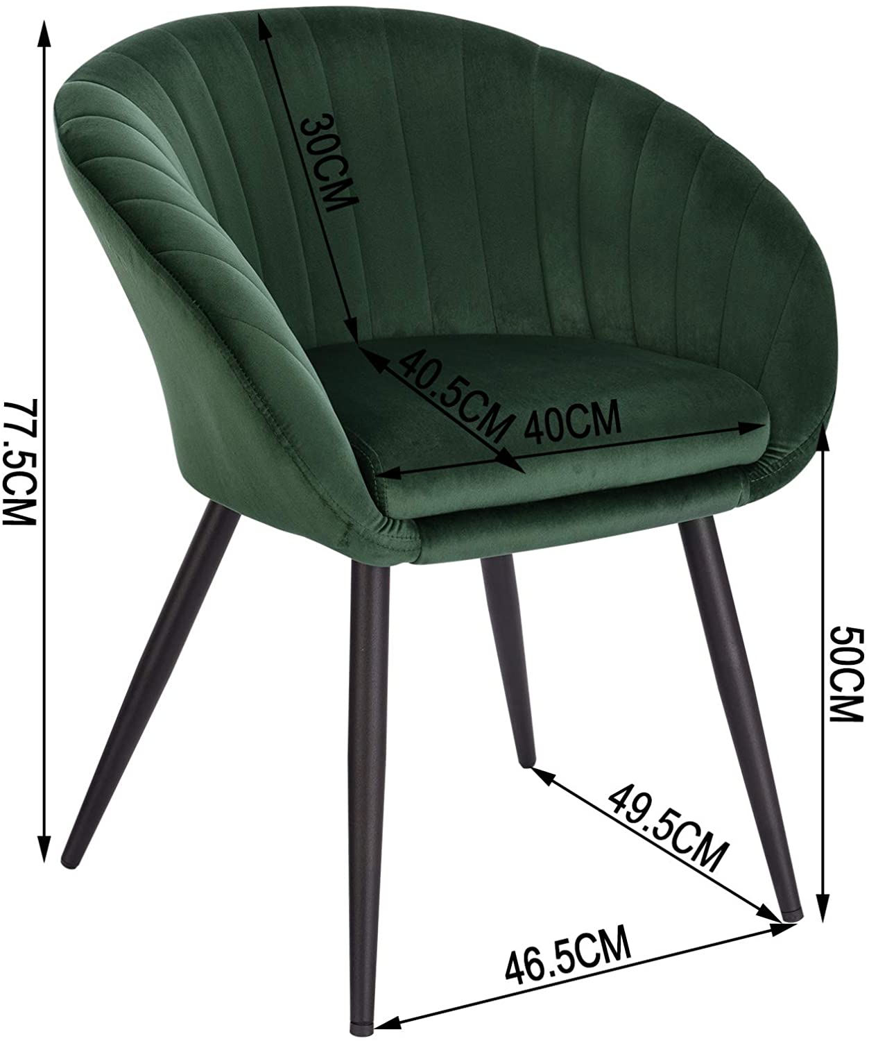 1-teiliger Samt Esszimmerstuhl mit Armlehnen & Rückenlehne, gepolstert für Wohnzimmer, Küche & Zuhause, stilvoller Make-up-Hocker - Unique Outlet