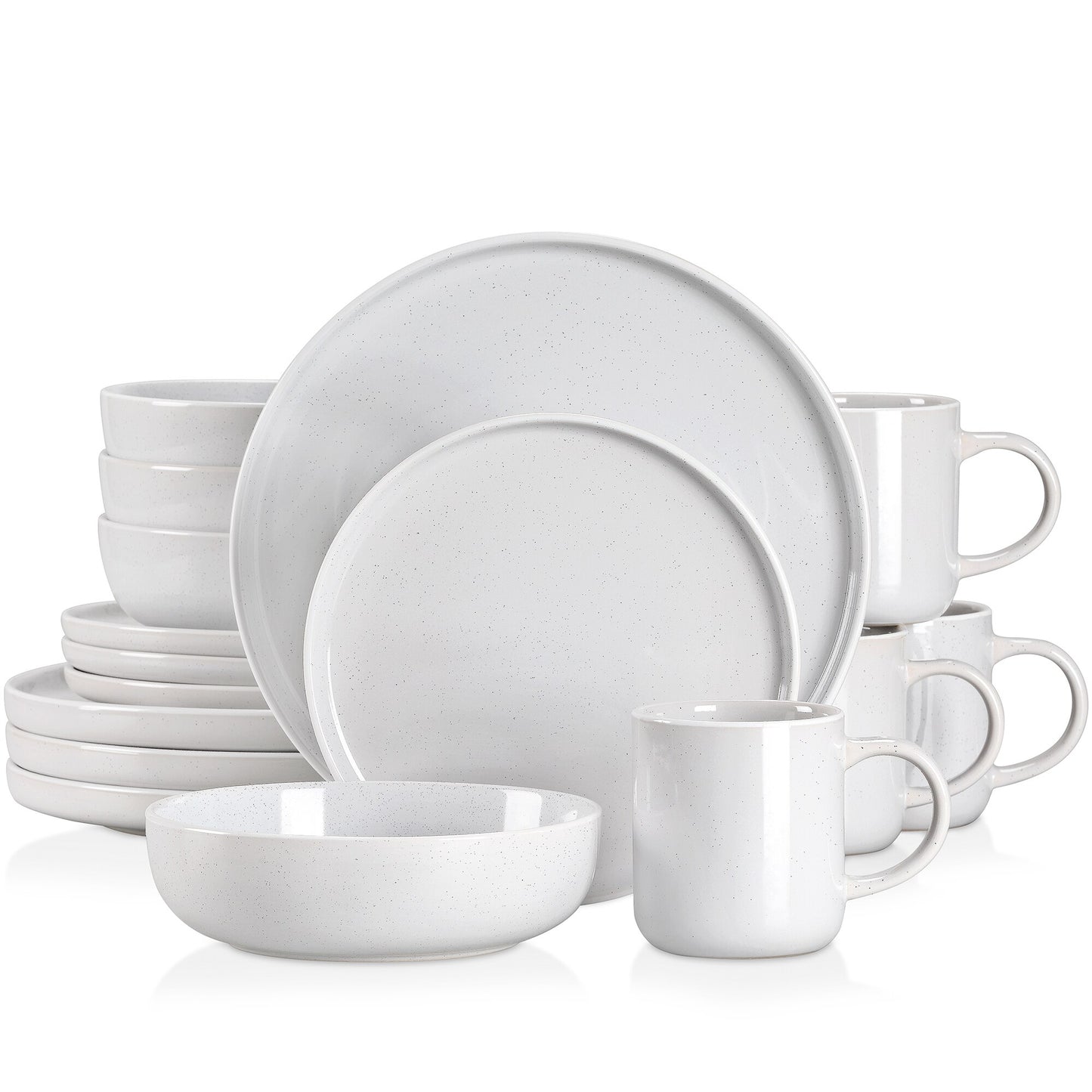 16/32/48 teiliges weißes Stoneware-Set mit Sesame Glaze Ceramic Dinnerware-Set - Unique Outlet
