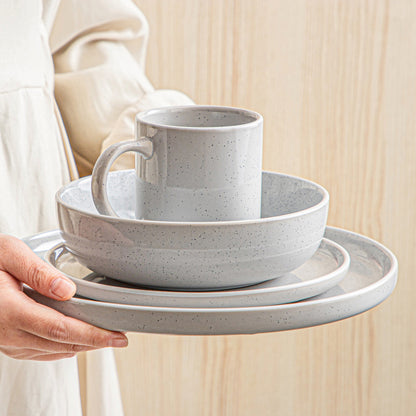 16/32/48 teiliges weißes Stoneware-Set mit Sesame Glaze Ceramic Dinnerware-Set - Unique Outlet