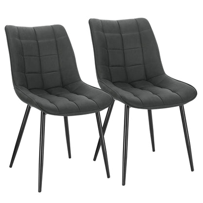 2-teiliges Set Esszimmerstühle aus Kunstleder/Stoff/Samt/Leinen mit gepolstertem Sitz und stabilen Metallbeinen für Küchenmöbel - Unique Outlet