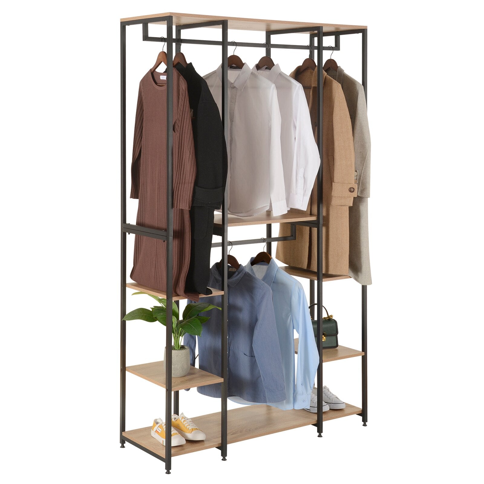 Kleideraufbewahrung mit Schuhregal - Moderner Kleiderständer für das Schlafzimmer und Wohnzimmer - 120x40x201 cm - umweltfreundliche Materialien - Einfache Montag - Unique Outlet