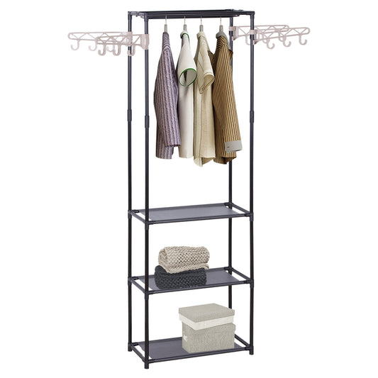 Organizer mit Ablage, Kleiderstange und Hängevorrichtung 55x28,5x175 cm - Platzsparender Kleiderständer für das Schlafzimmer - Unique Outlet