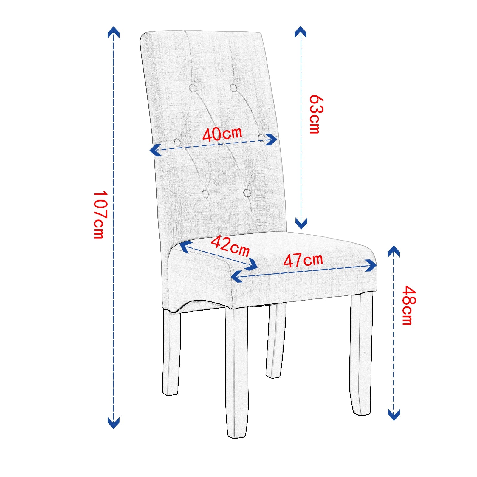 2-teiliges Set Esszimmerstühle mit hoher Rückenlehne, massiven Holzbeinen & gepolsterten Sitzen für Esstisch & Esszimmermöbel - Unique Outlet