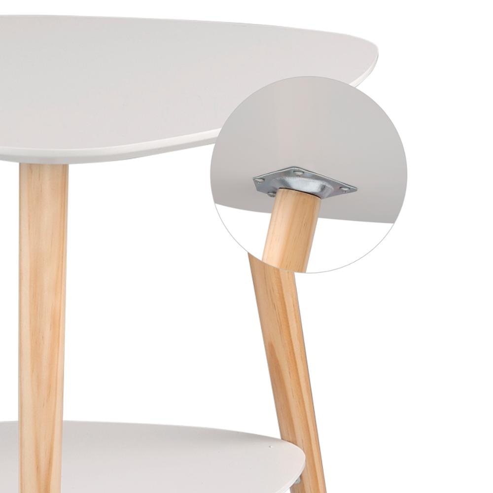 Weißer Nachttisch mit 2 Ablagen & Holzbeinen, 50x40x55cm, Wohnzimmer & Schlafzimmer Beistelltisch, MDF Couchtisch - Unique Outlet
