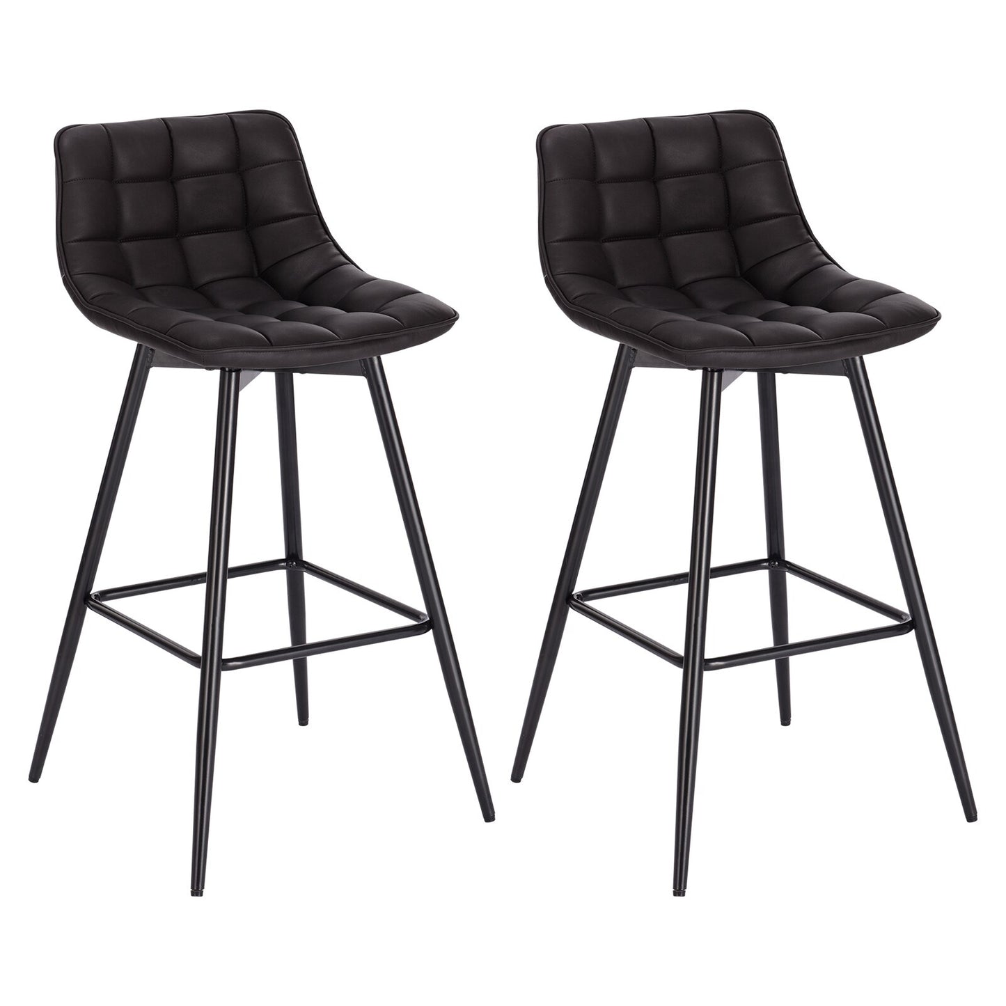 2 teiliges Designer Barhocker Set mit Leder/Velvet Sitz und Fußstütze aus Metallgestell für Zuhause und Bar Bistro - Unique Outlet